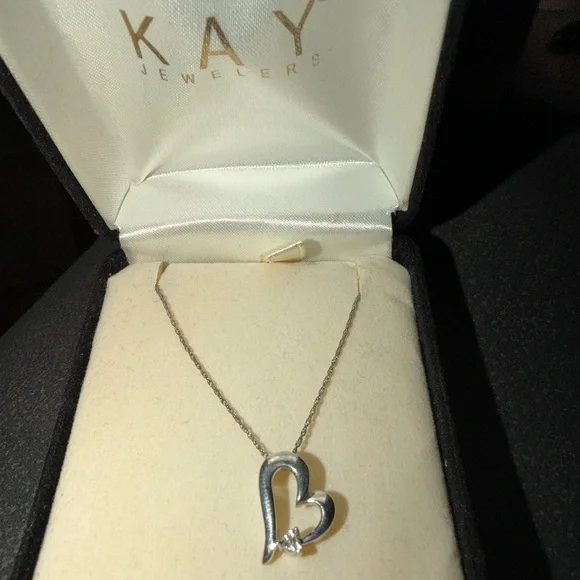 Kay Jewelers Silver Heart Pendant Necklace with Accent Stone - Picture 8 of 8